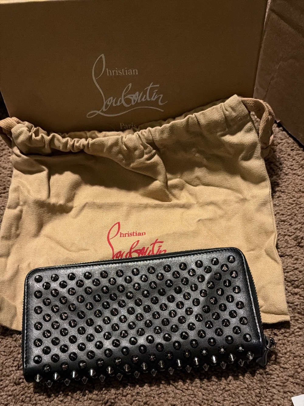 Christian Louboutin Black Spiked Zip Wallet